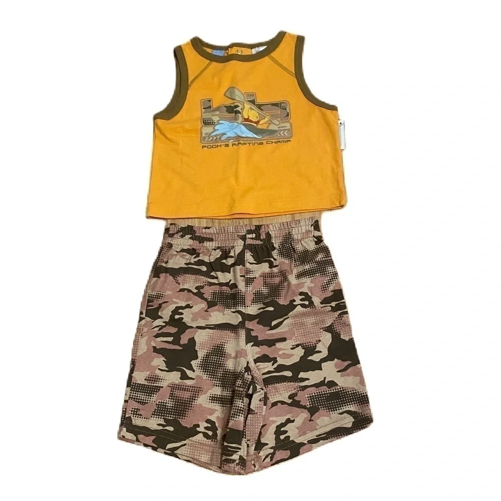 Vintage Disney Outfit NEW 12 Months Orange Brown Rafting Kayak Winnie the Pooh